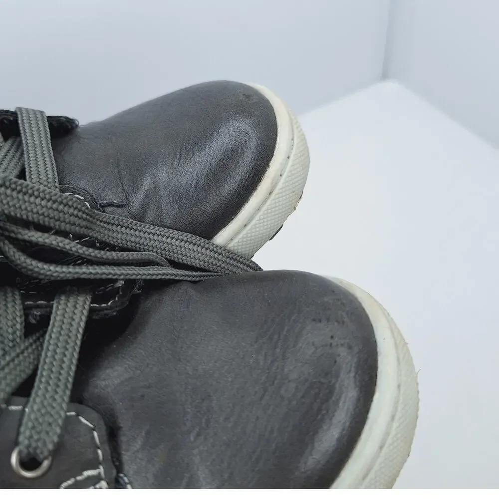 Eddie Bauer Marlon Lace Up Toddler Boots Boys 9 Leather Blend Side Zip Work
